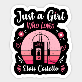 Just A Girl Who Loves Elvis Costello Retro Vintage Sticker